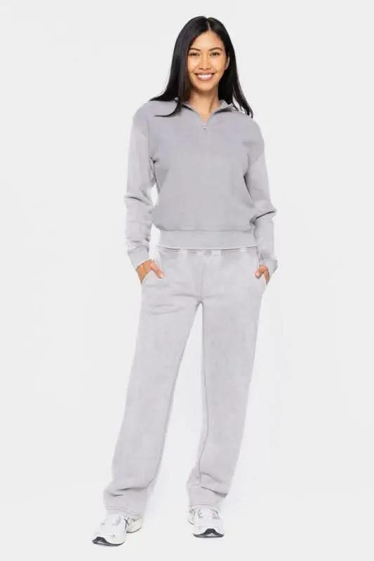 Mono B Elastic Waist Fleece Pants with Pockets - Love Salve